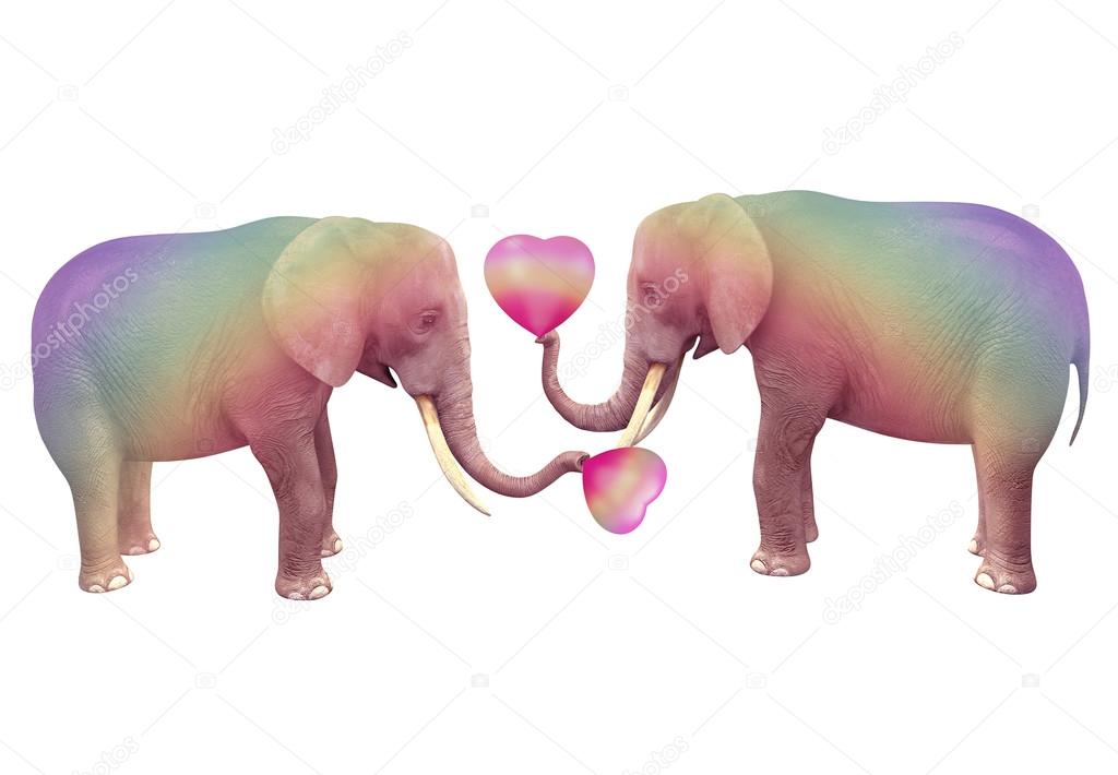 Two elephants in love.