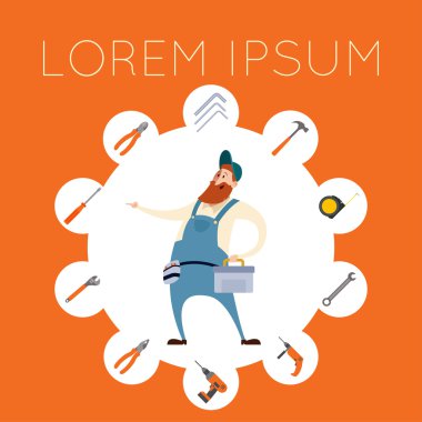 Araçları ile banner ve işçi