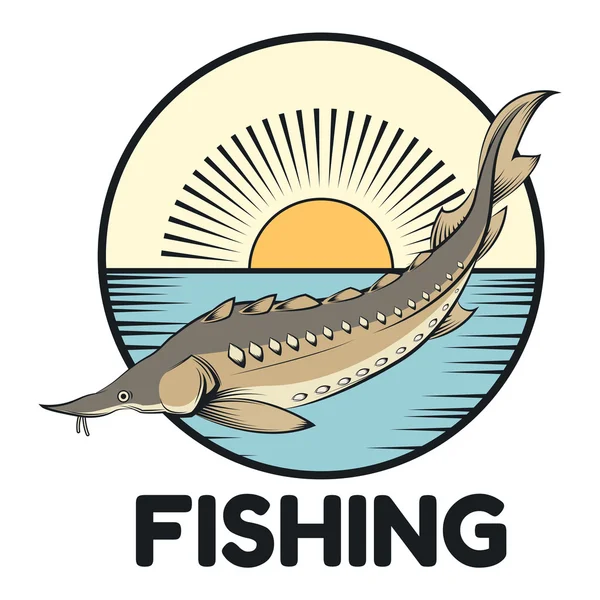 Banner de pesca de esturión — Vector de stock