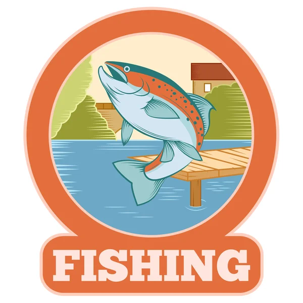 Banner de pesca de trucha — Vector de stock