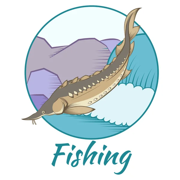 Mersin balığı balıkçılık afiş — Stok Vektör