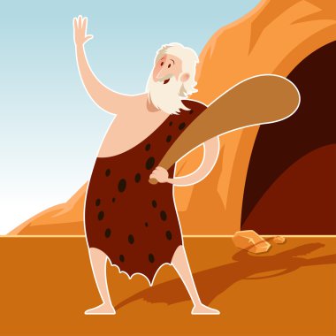 Caveman and a cove clipart