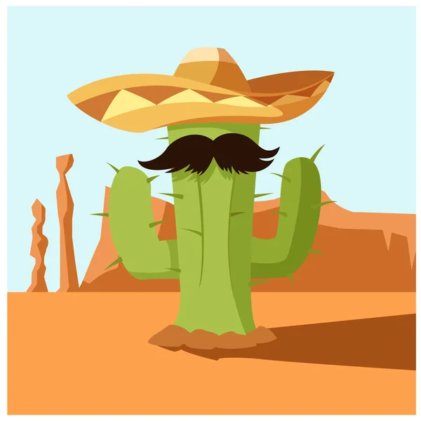 Cactus mexicano en el desierto — Vector de stock