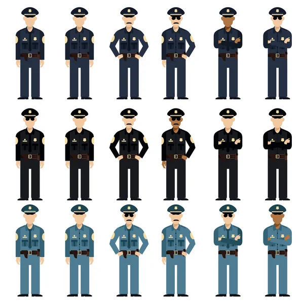 Conjunto de homens da polícia — Vetor de Stock