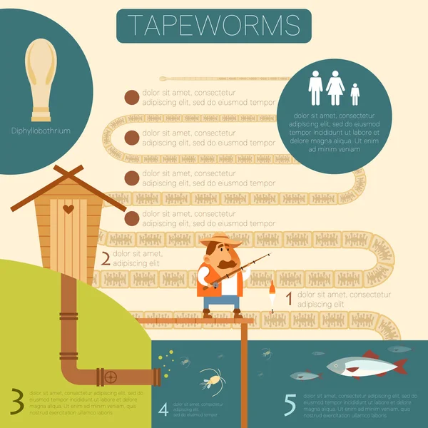 Tapeworm banner círculo de vida — Vector de stock