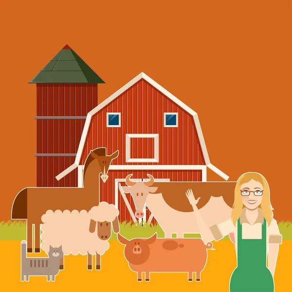stock vector Farm banner with flat animals3
