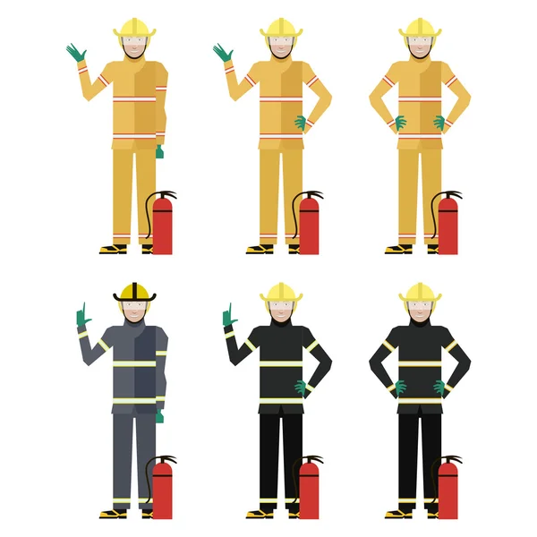Uppsättning av brandmän — Stock vektor
