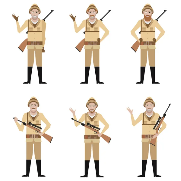 Ensemble de chasseurs Safari — Image vectorielle