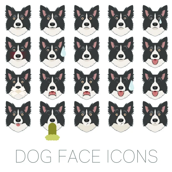 Conjunto de iconos de cara de perro — Vector de stock