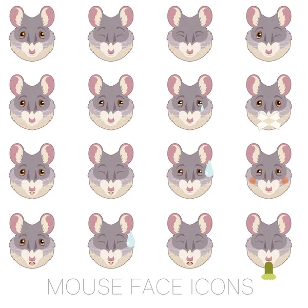 Set of Mouse faces — Stock Vector