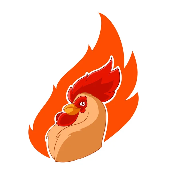 Tête de coq dans le feu — Image vectorielle