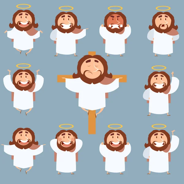 Conjunto de iconos planos de Jesús — Vector de stock