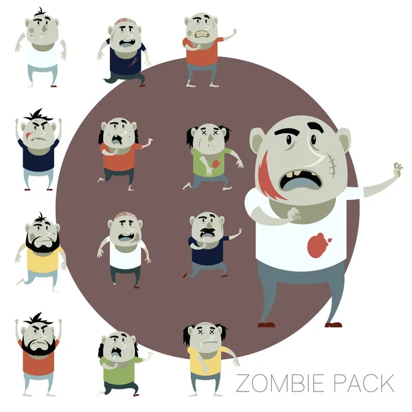 Conjunto de iconos de dibujos animados zombie — Vector de stock