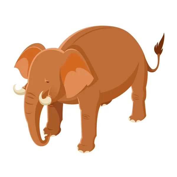 Isometric Brown Elephant — Stock Vector