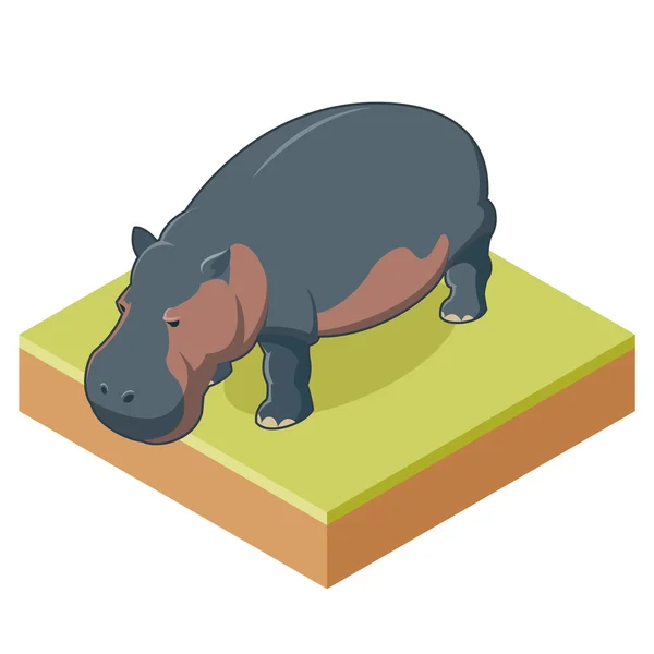 Hippo isometric icon2 — Stock Vector