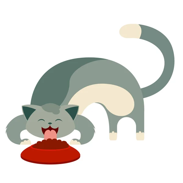 Cartoon-Katze und ihr Futter — Stockvektor