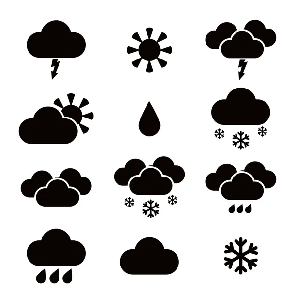 Weather blac icons — Stock Vector
