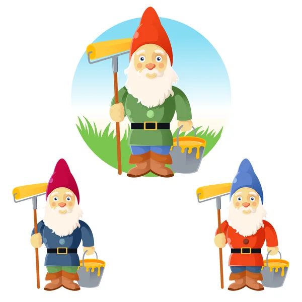 Collection of garden gnomes — Stock Vector