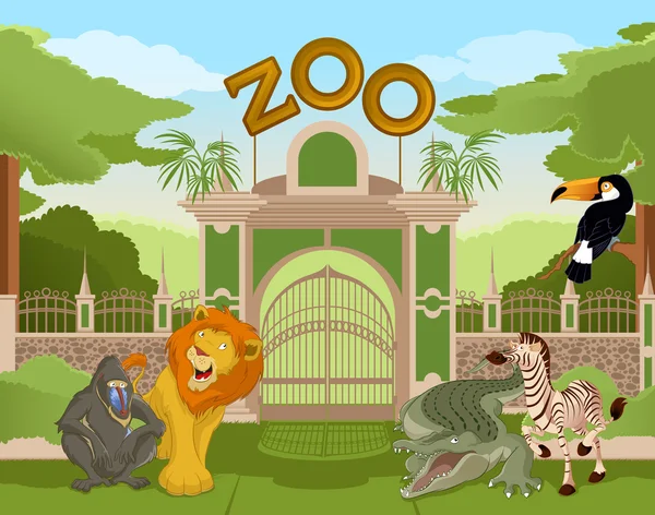 Brama zoo z afrykańskich zwierząt 2 — Wektor stockowy