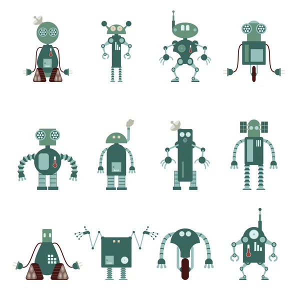 Collection of robot icons — Stock Vector