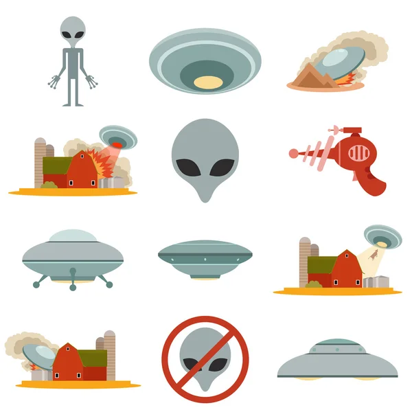 Conjunto de invasión alienígena — Vector de stock