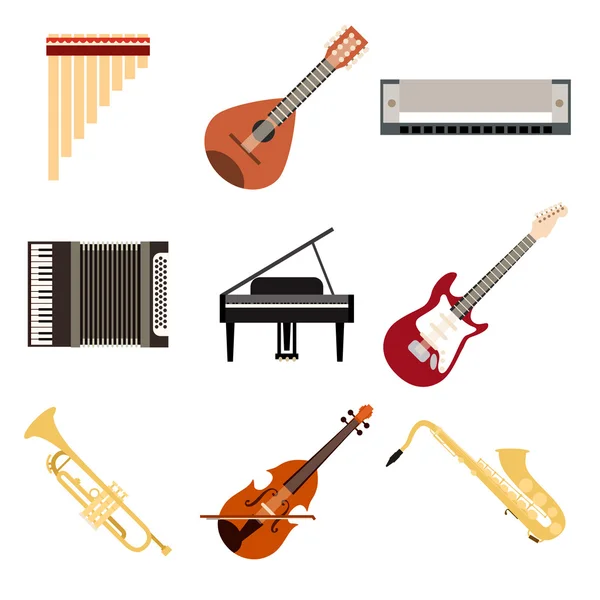 Collection d'instruments de musique — Image vectorielle