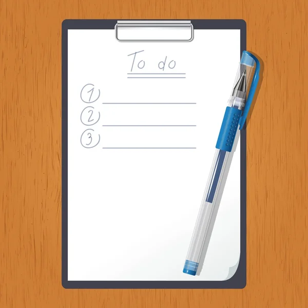 Tablet mit Aufgabenliste und Bleistift — Stockvektor