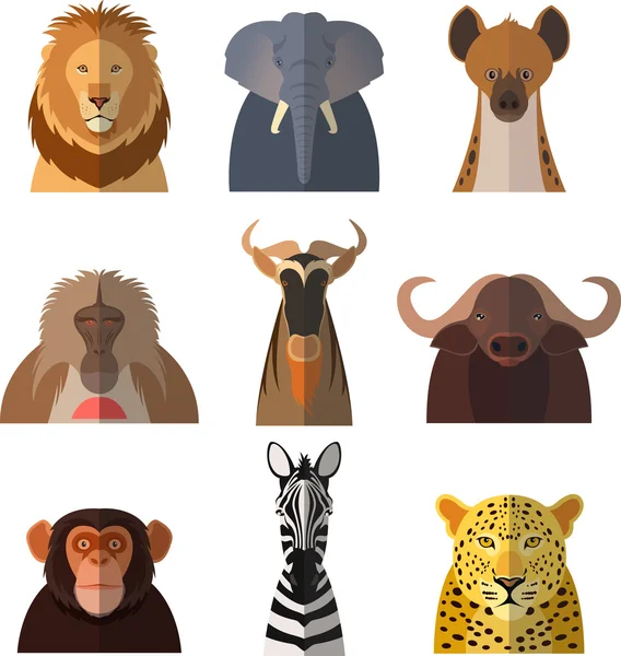 Iconos de animales africanos2 — Vector de stock