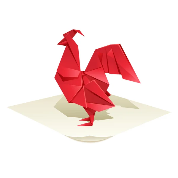 Origami rooster — Stock Vector