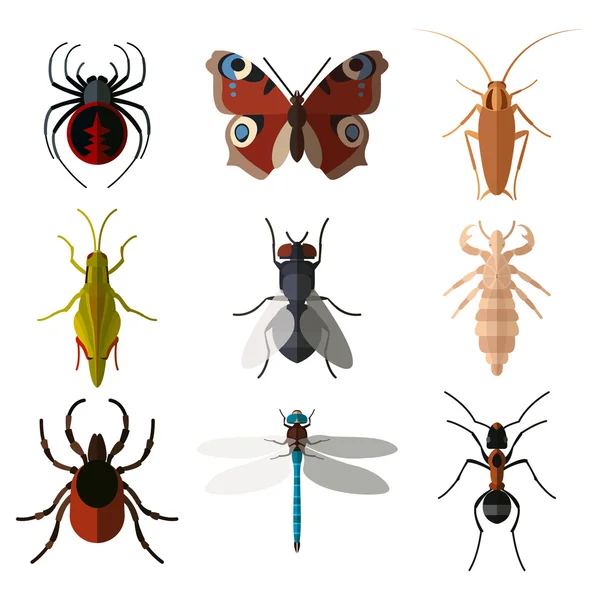 Set van insecten platte icons1 — Stockvector