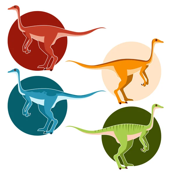 Conjunto de dinosaurios avestruz — Vector de stock