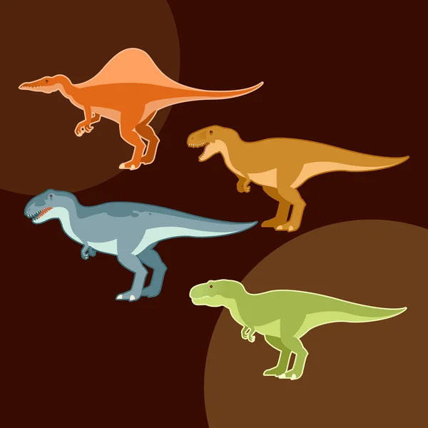 Conjunto de dinosaurios carnívoros — Vector de stock