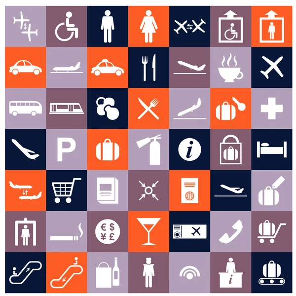Airport flat icons set — Stock Vector