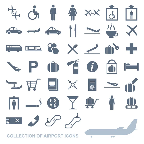 Set van luchthaven pictogrammen — Stockvector