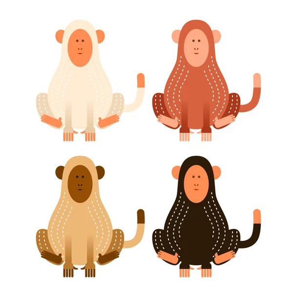 Monos de dibujos animados planos — Vector de stock