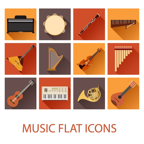 Set of flat music icons — Stock Vector