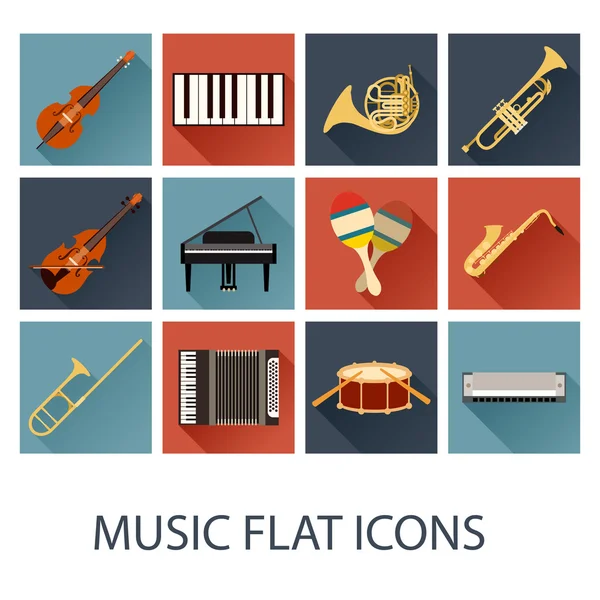 Conjunto de iconos de música plana — Vector de stock