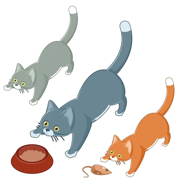 Set of playing cats — Stock Vector