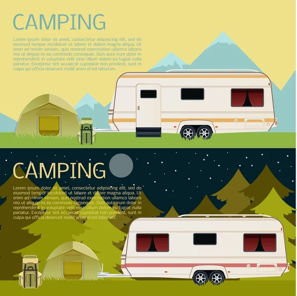 Reihe von Camping-Bannern — Stockvektor