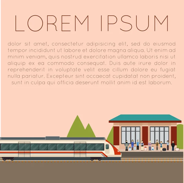 Suburban estacion de tren — Vector de stock