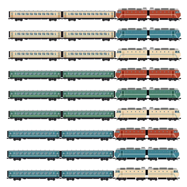 Ensemble de trains de voyageurs — Image vectorielle