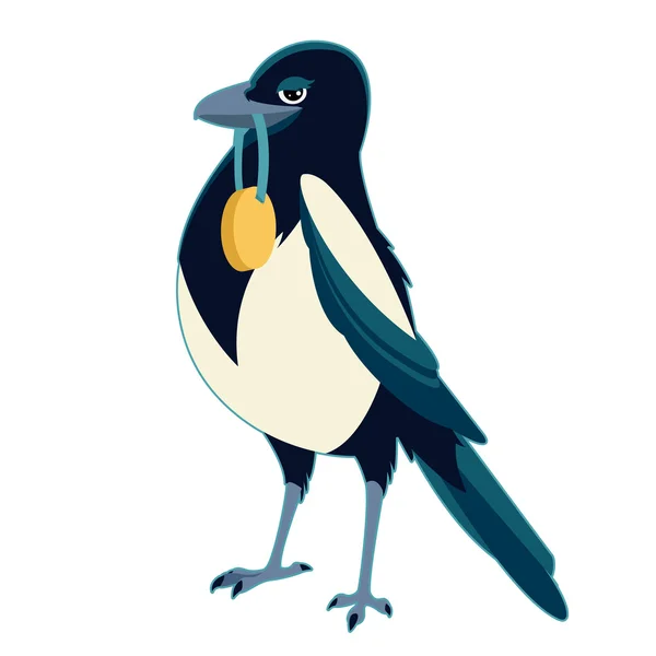 Magpie com medalha —  Vetores de Stock