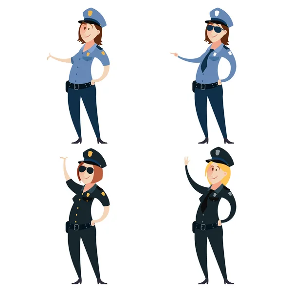 Set di donne della polizia — Vettoriale Stock