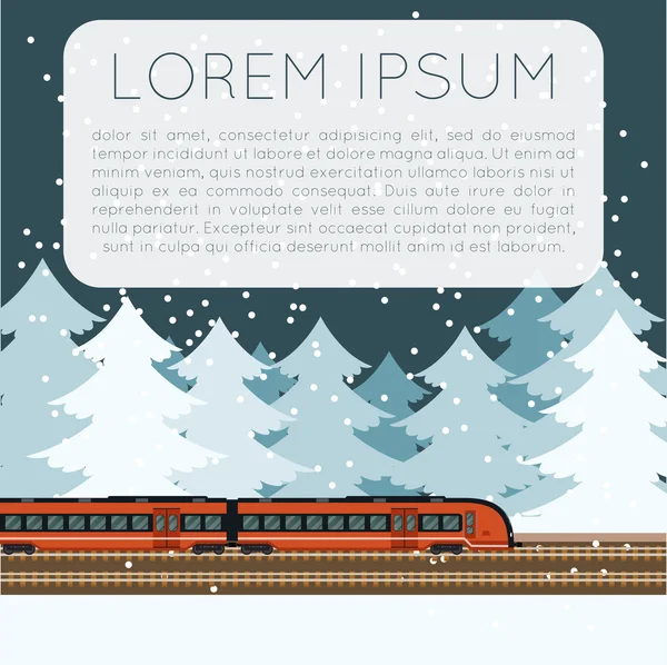 Tren en la pancarta del bosque — Vector de stock