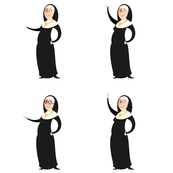 Set of nun women — Stock Vector