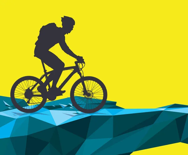 Cyklist Idrottsman Racer Cyklist Turist Längdcykel Polygonal Grafik Längdskidåkning — Stock vektor