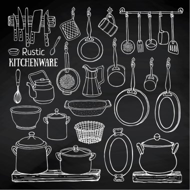rustik mutfak eşyaları Icons set