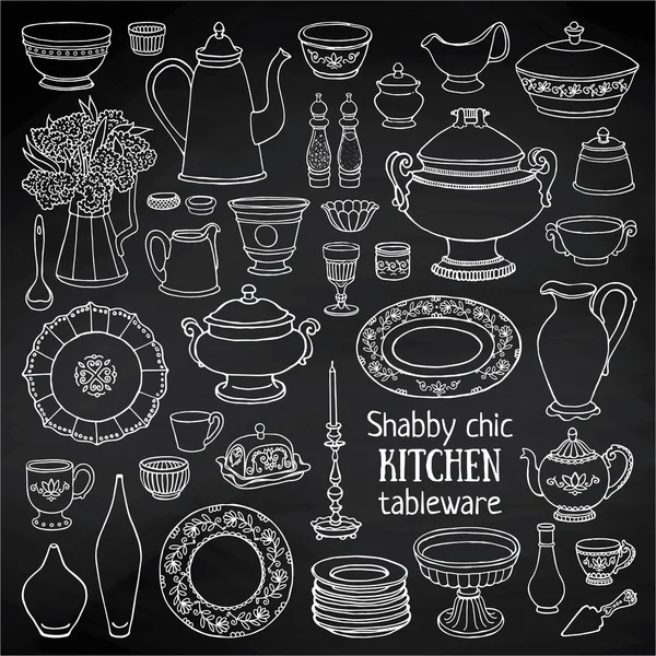 Vintage kitchen utensils set — Stock Vector