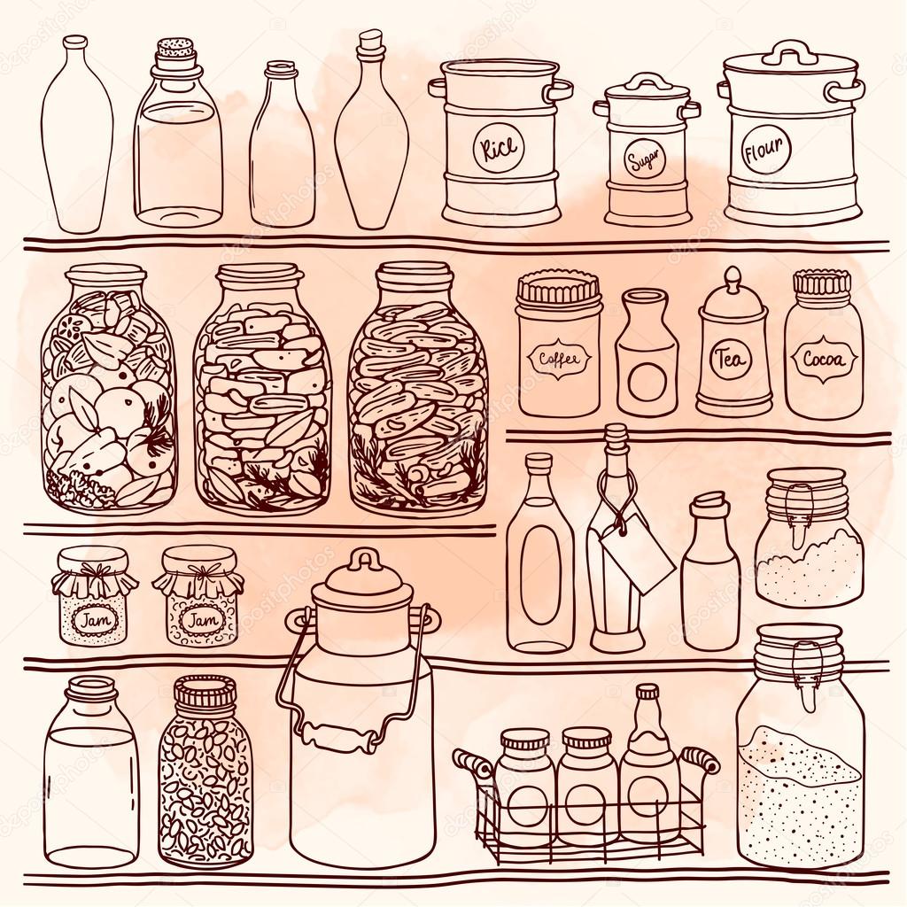 kitchen jars and bottles set