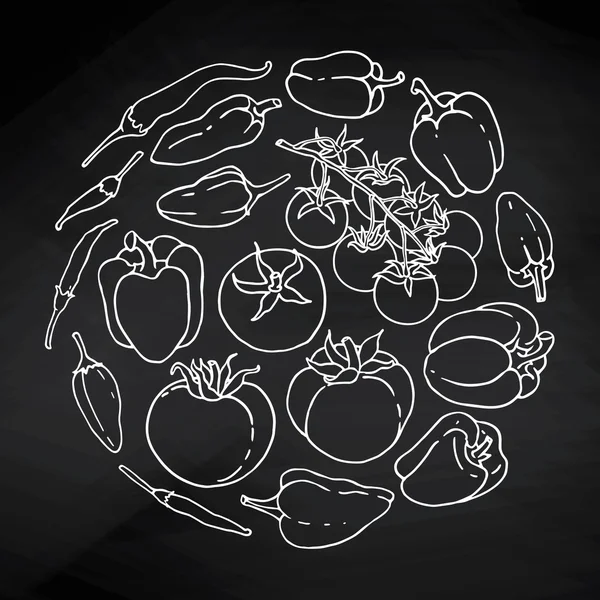 Помидоры и овощи перец набор — стоковый вектор